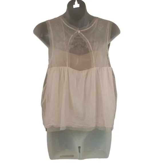 Hollister Babydoll Layered Tank Top Womens M Pink Embroidered Sleeveless Top - Picture 4 of 16